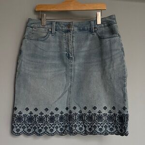 Talbots Embroidered Denim Skirt